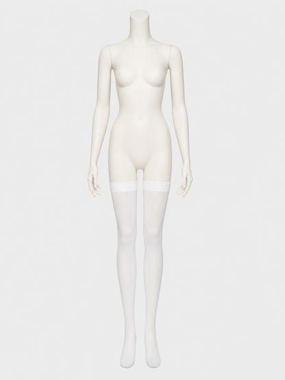 White Sheer Knee-High Socks with a Wide Textured Ribbed Band product detail 2