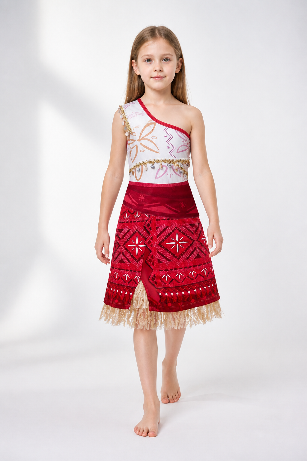 Red Moana Carnival Dress with Fringe Costume Dresses detail 2
