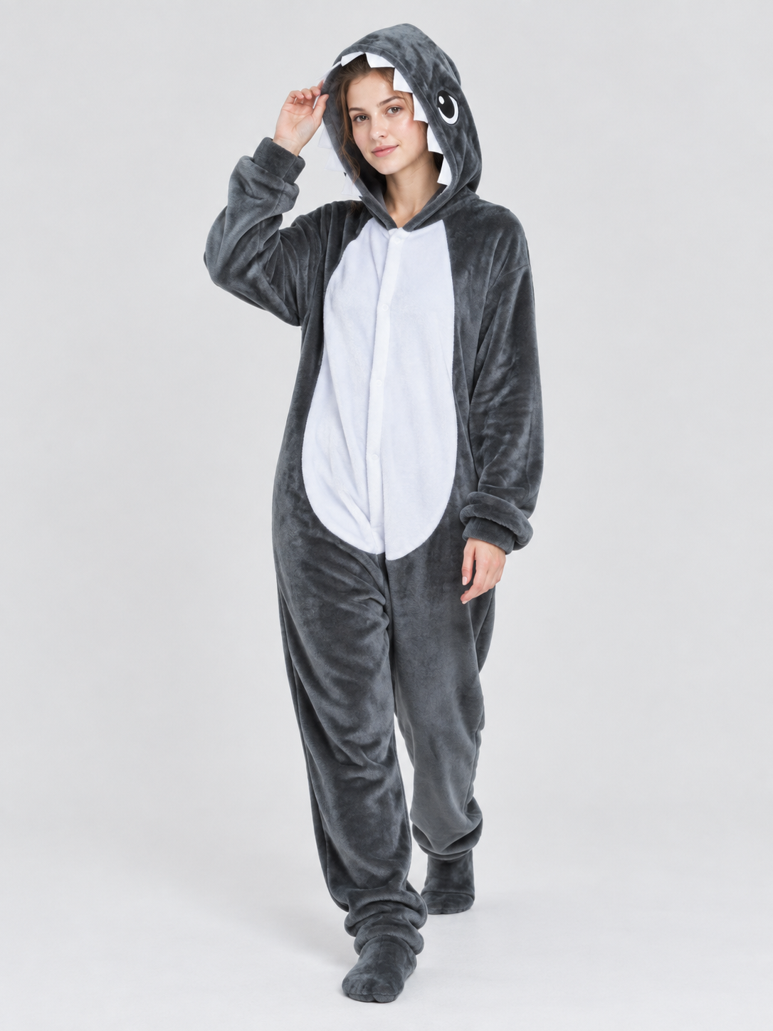 One-Piece Pajama with Hood and Sea Lion Face
