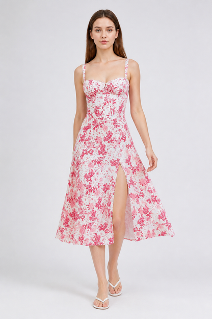 Strappy Dress with Floral Print and Ruching Costume Dresses detail 2