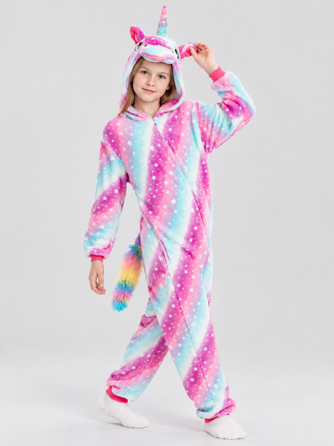 Unicorn Kigurumi Pajama with Gradient and Star Print