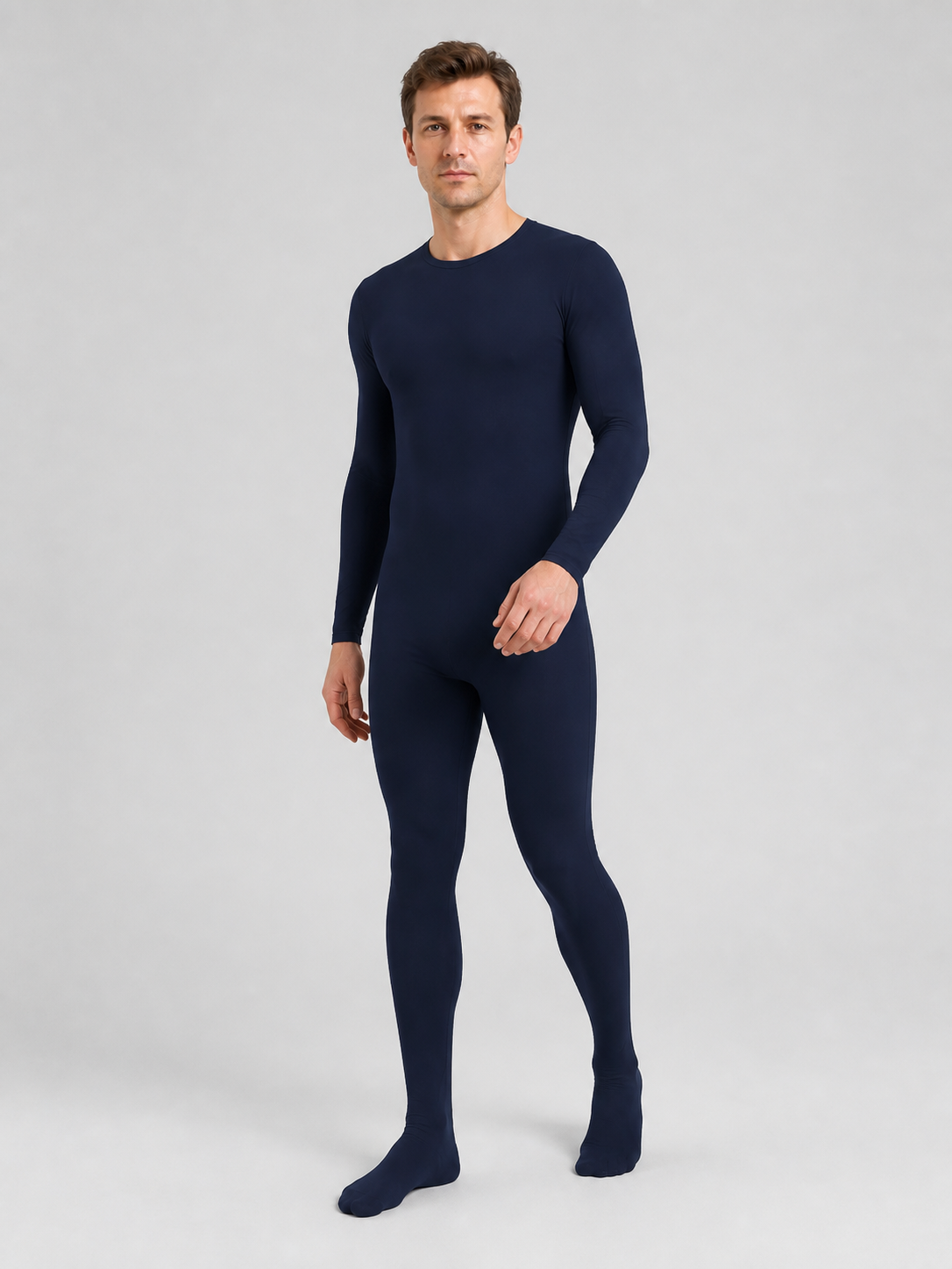 Dark Navy Blue Skin-Tight Zentai Jumpsuit with Feet product detail 2