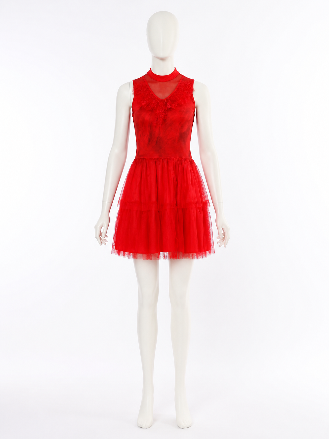 Red Sleeveless Dress with Full Skirt Costume Dresses detail
