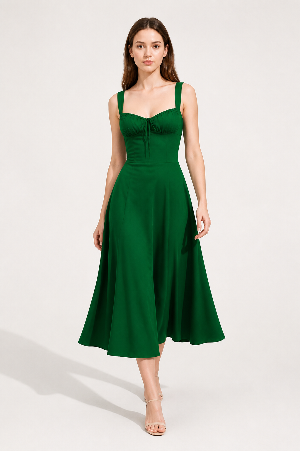 Green dress with thin straps and a square neckline Costume Dresses detail
