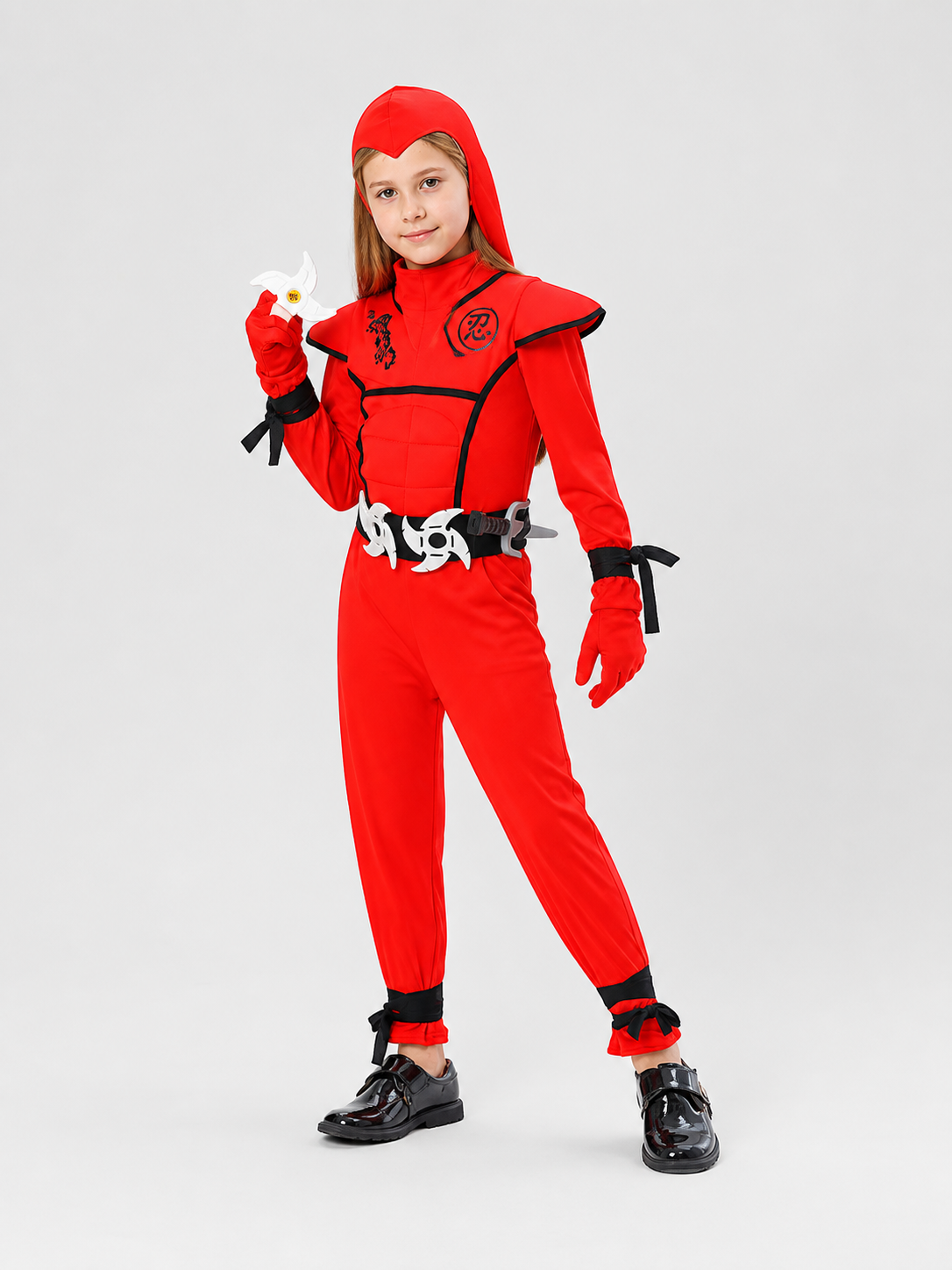 Red and Black Hooded Ninja Costume for Cosplay Costumes detail 2