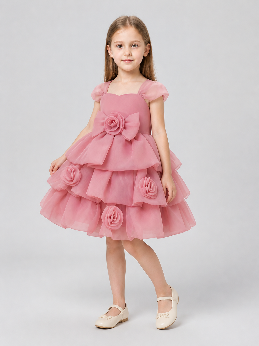 Full-skirt dress with roses for a flower girl at a wedding Costume Dresses detail 2