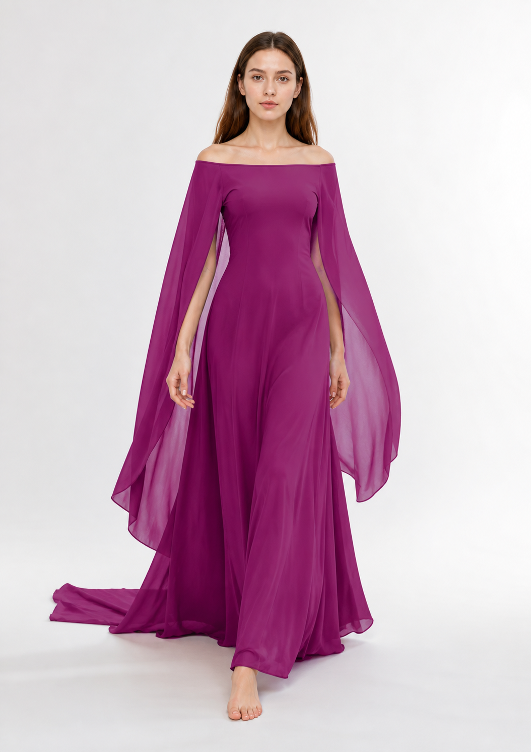Maxi Dress with Off-the-Shoulder Design and Wide Sleeves Costume Dresses detail 2