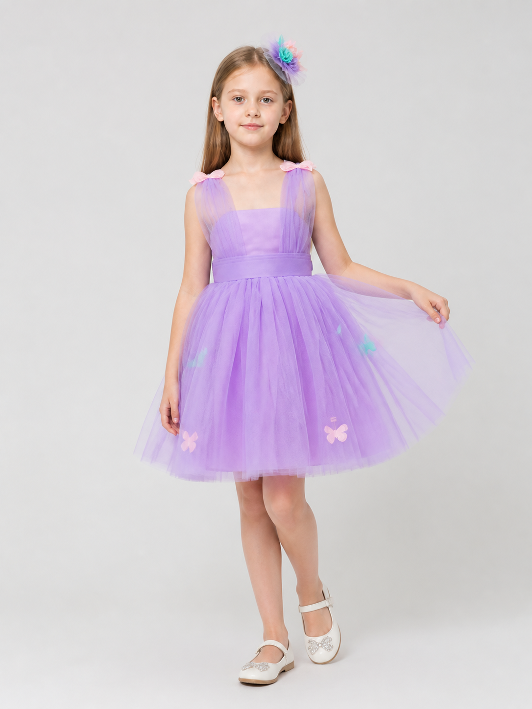 Sleeveless Girls’ Tutu Dress with Butterflies product detail 2