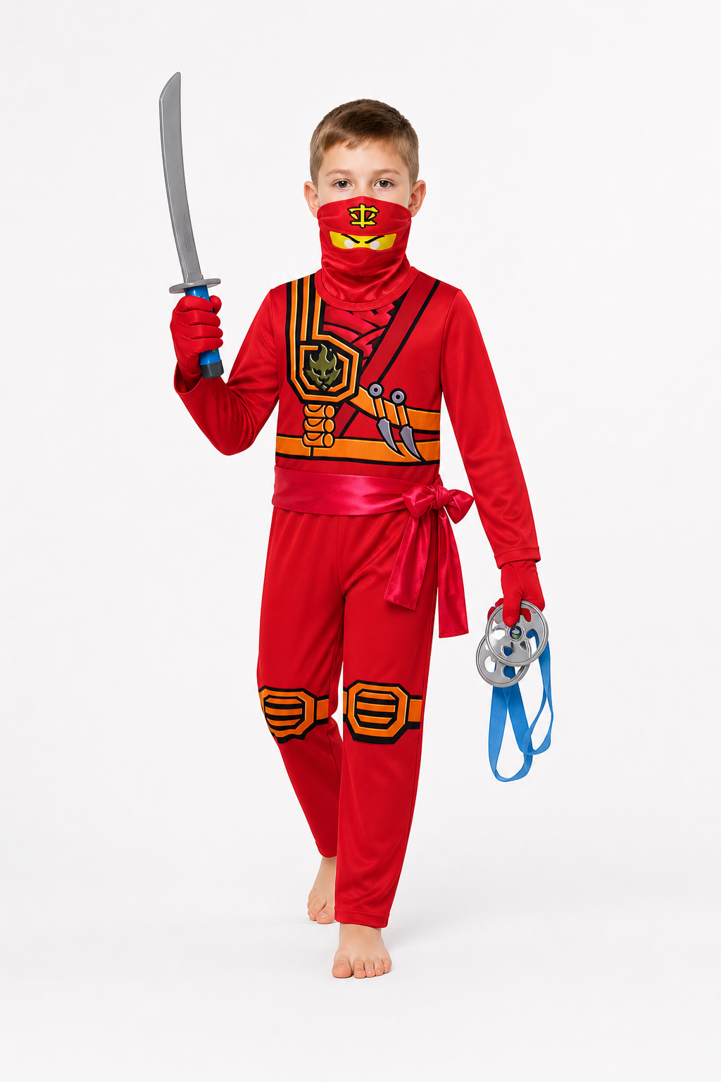 Red Ninja Costume with Sword and Mask for Parties Costume Masks detail 2