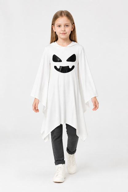 Children's White Hooded Ghost Cape for Halloween Costume Capes detail 2