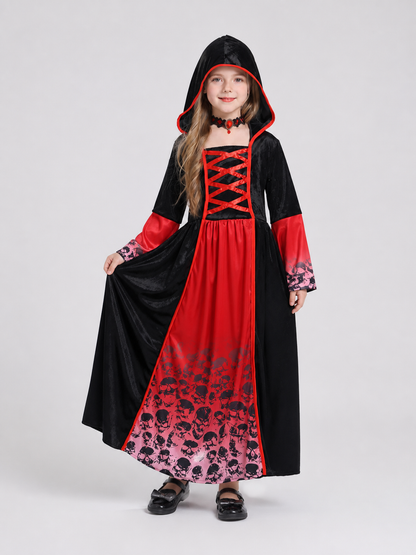 Children's Witch Costume Dress with Skulls and Hood Costume Dresses detail 2