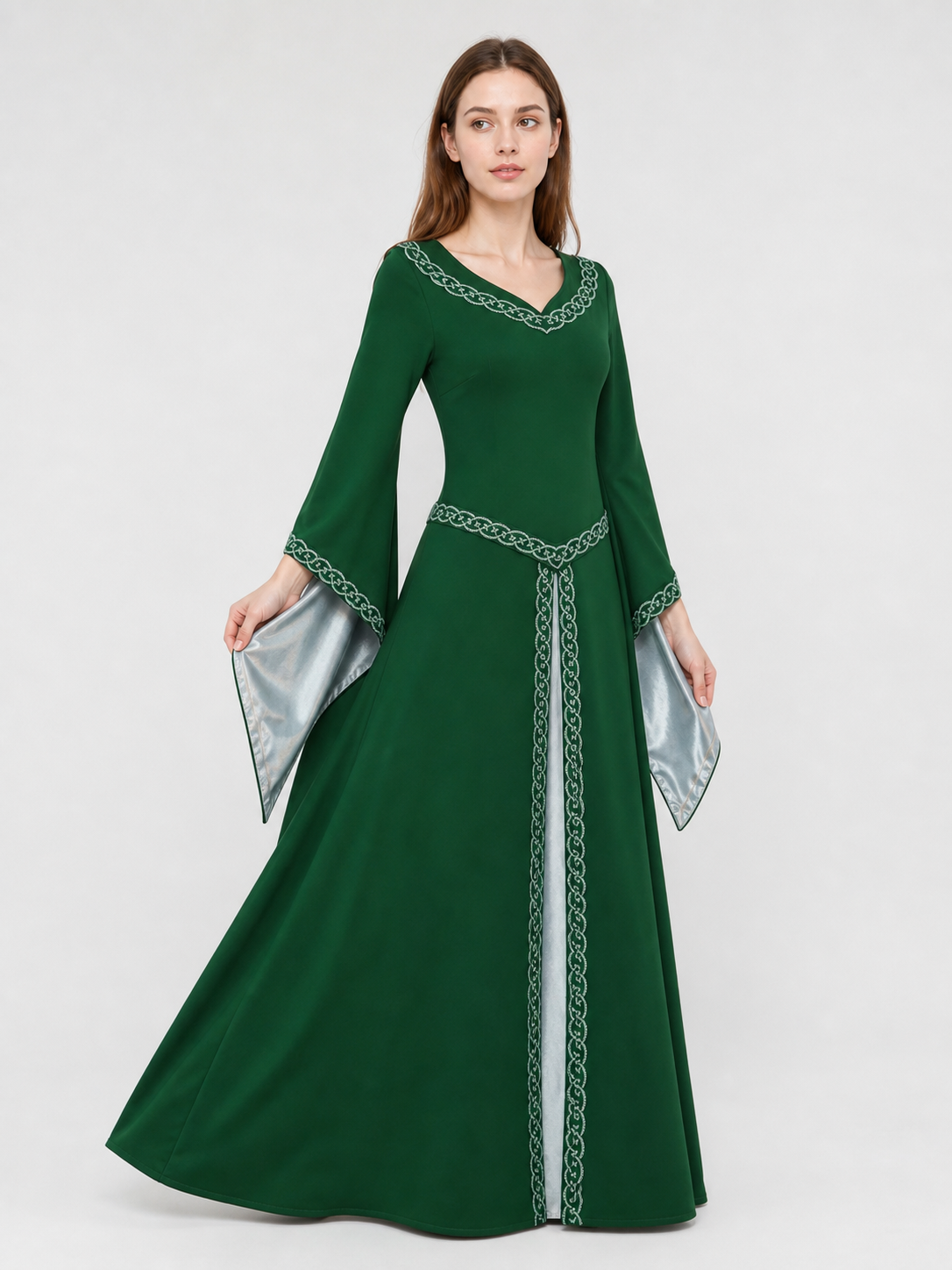 Long Celtic-Style Embroidered Dress
