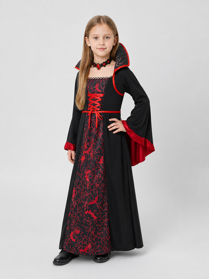 Vampire Halloween Dress with Necklace Costume Dresses detail 2