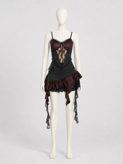 Gothic Set: Strappy Top and Lace Mini Skirt product detail 2