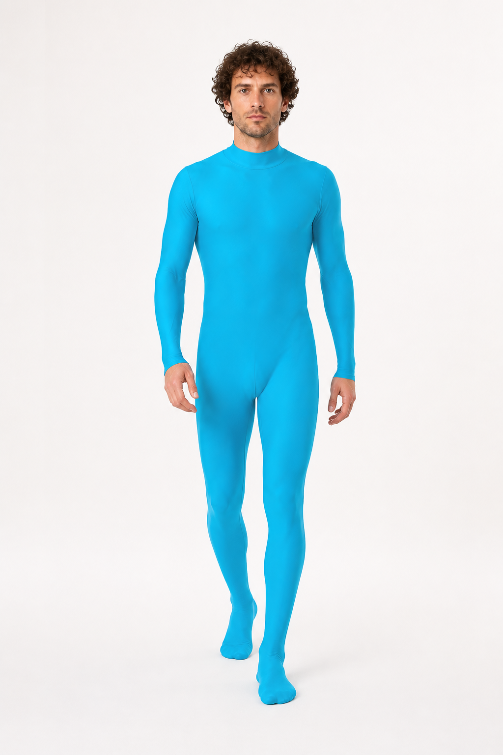Fitted Blue Jumpsuit with a High Collar product detail 2