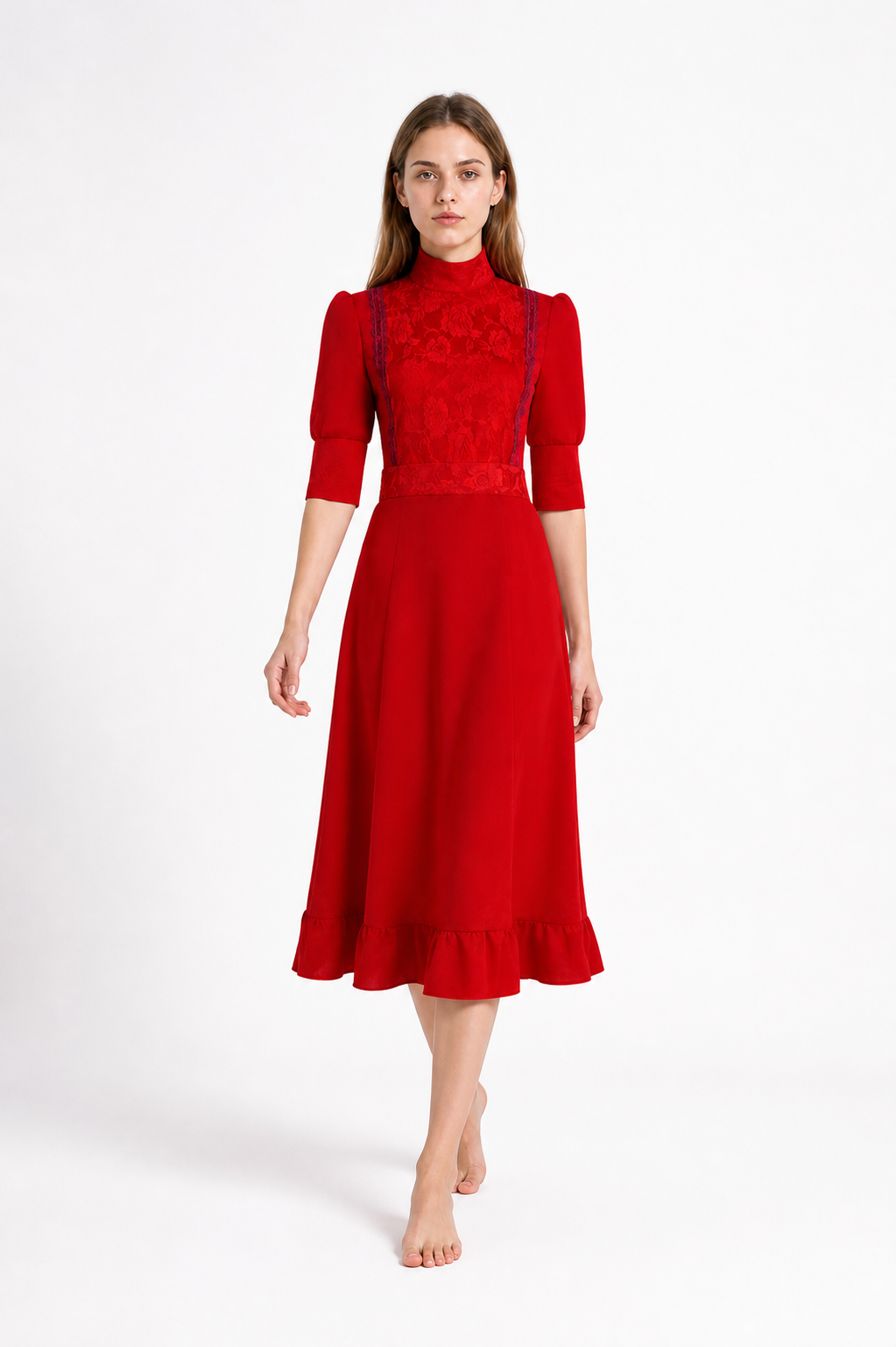 Halloween Dress with a High Collar and Ruffles Costume Dresses detail 2