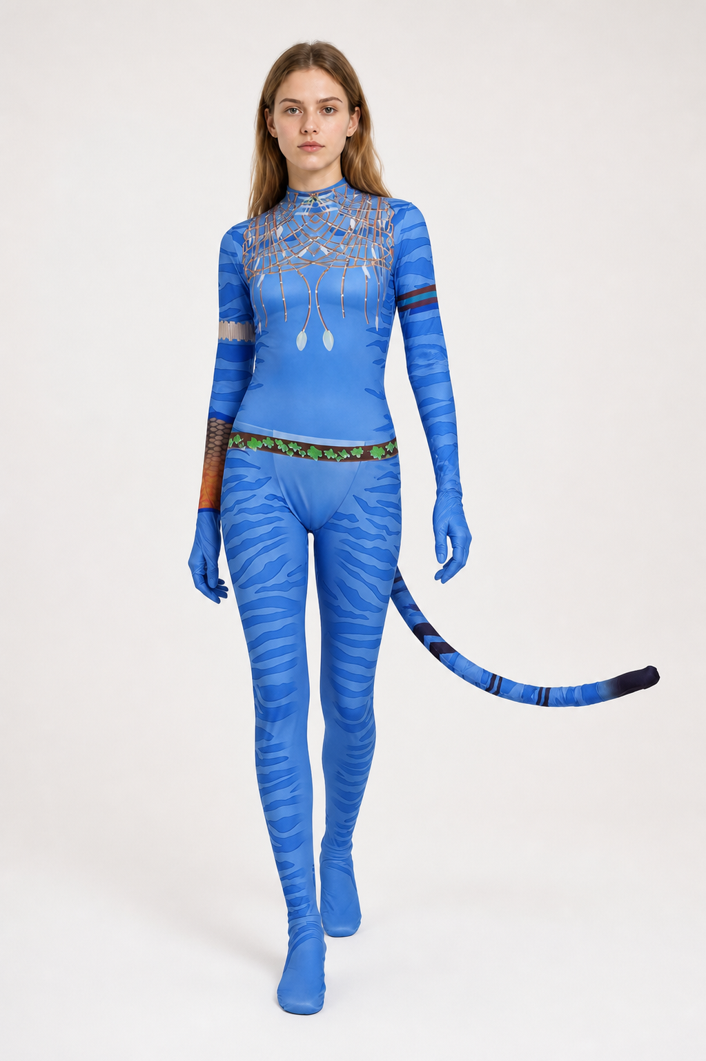 Cosplay jumpsuit with tail and high collar Costumes detail