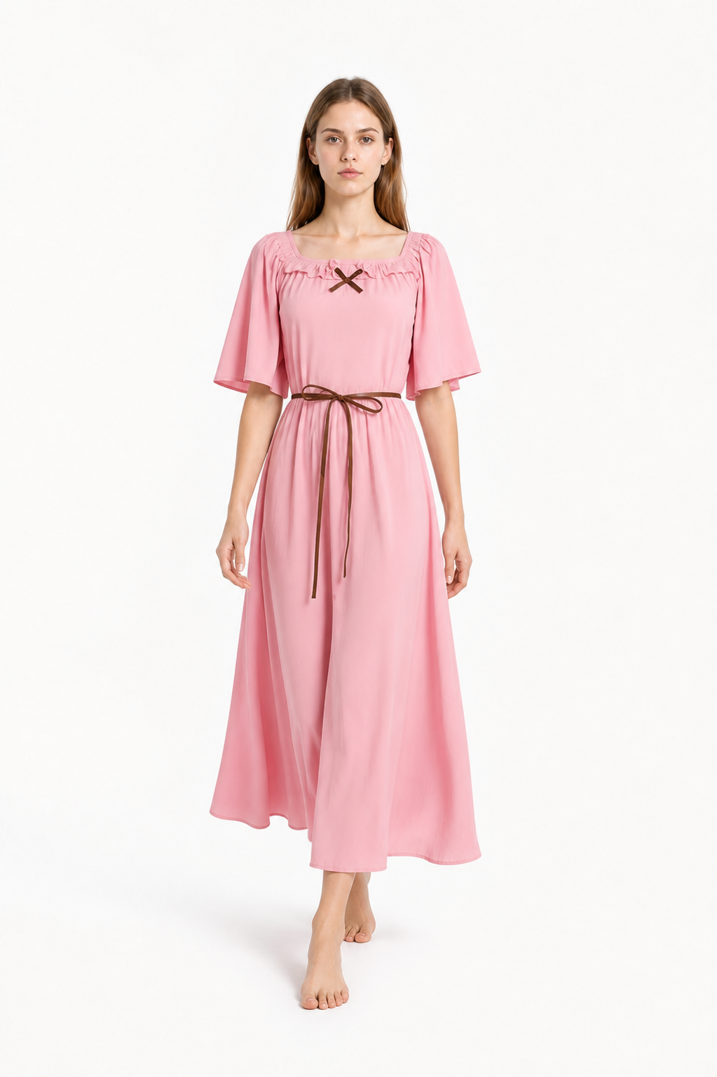 Pink Cosplay Dress with Belt and Long Skirt Costume Dresses detail 2