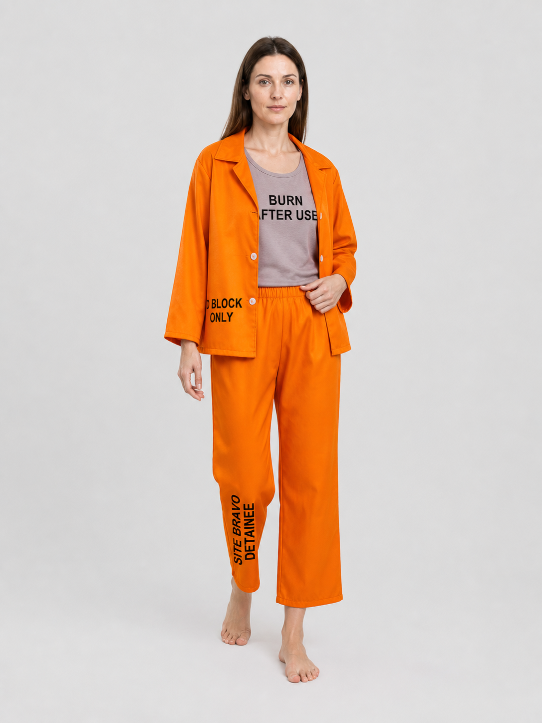 Prisoner Costume for Cosplay, 3-Piece Set, Orange