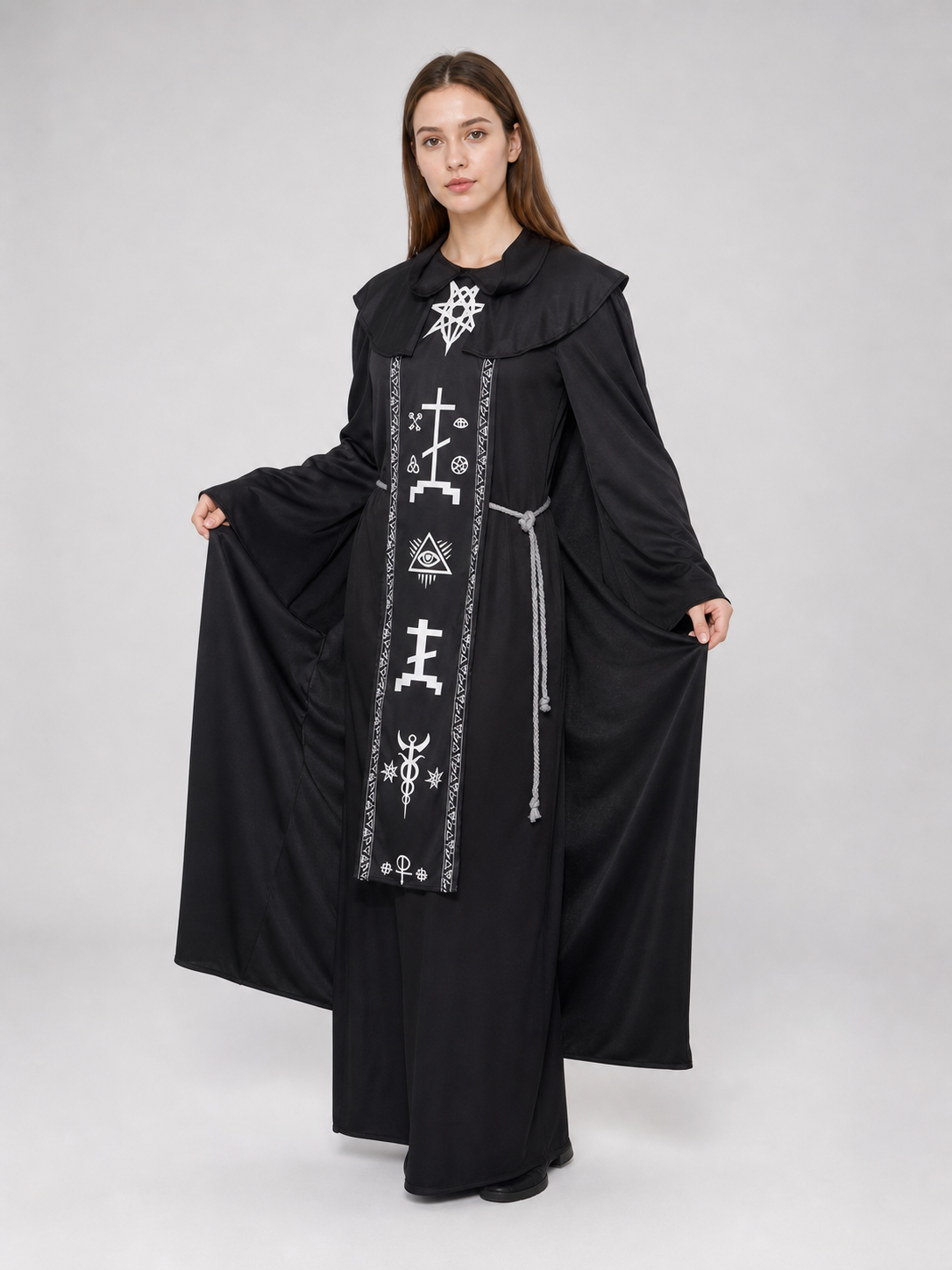 Black Gothic Hooded Cloak for Cosplay