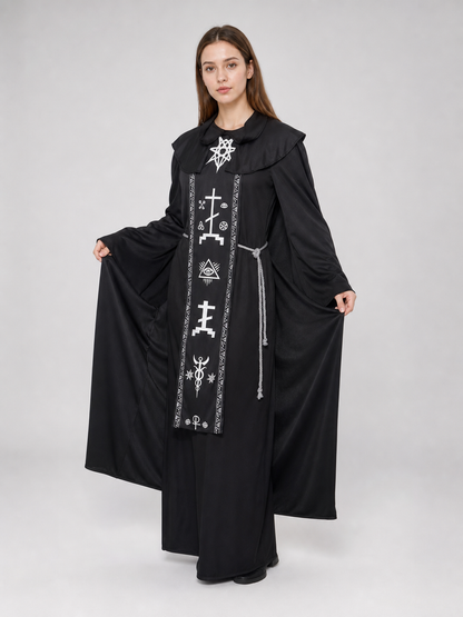 Black Gothic Hooded Cloak for Cosplay
