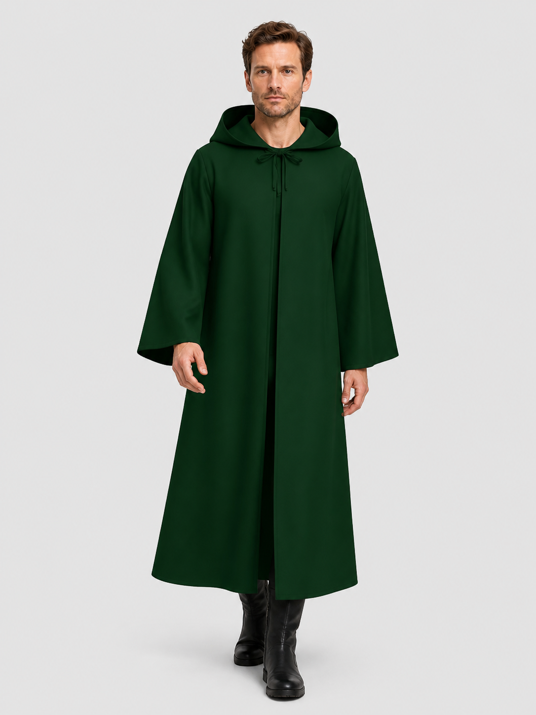 Dark Green Hooded Cloak for Halloween Costume Capes detail 2