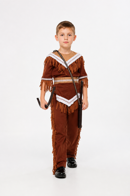 Children's Native American costume with fringe and white trim Costumes detail 2