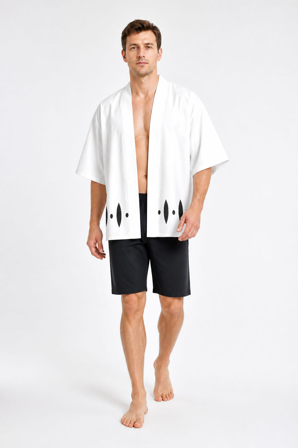 White Cosplay Costume with Black Pattern, Short Sleeves Costumes detail 2