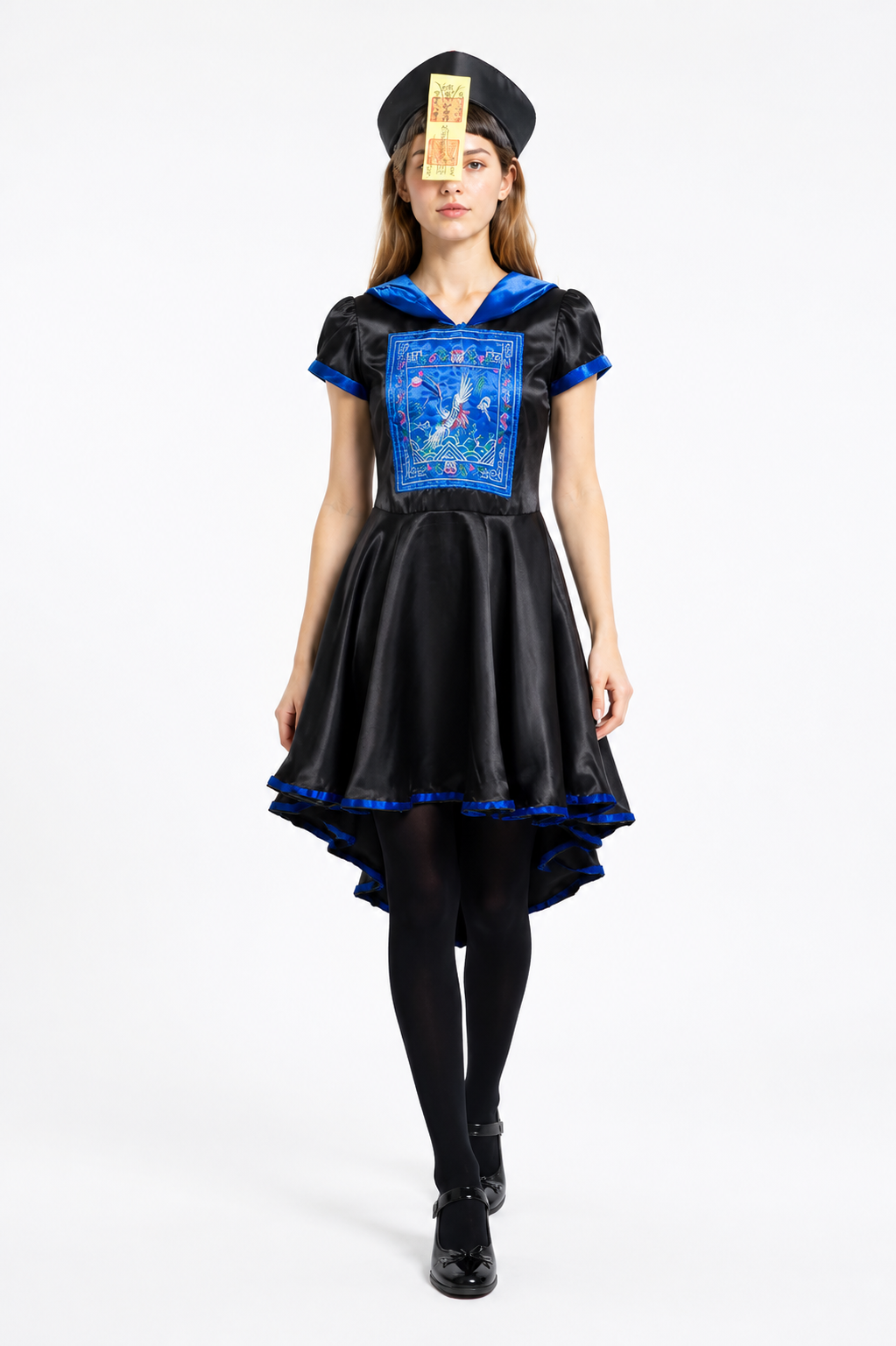 Halloween dress with a tiered skirt and blue decoration Costume Dresses detail 2