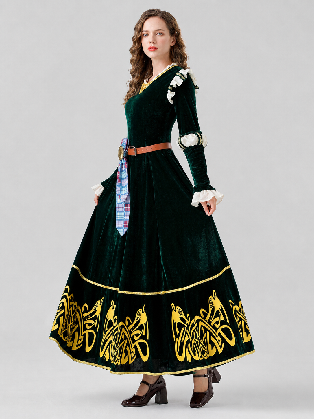 Medieval Cosplay Dress with Ruffles and Belt Costume Dresses detail