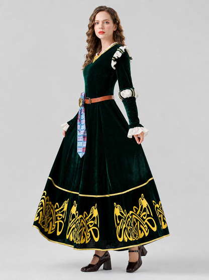Medieval Cosplay Dress with Ruffles and Belt Costume Dresses detail