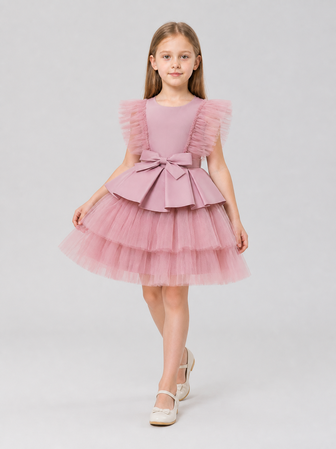 Princess Dress for Girls, Full Tulle Skirt and Bow Costume Dresses detail 2