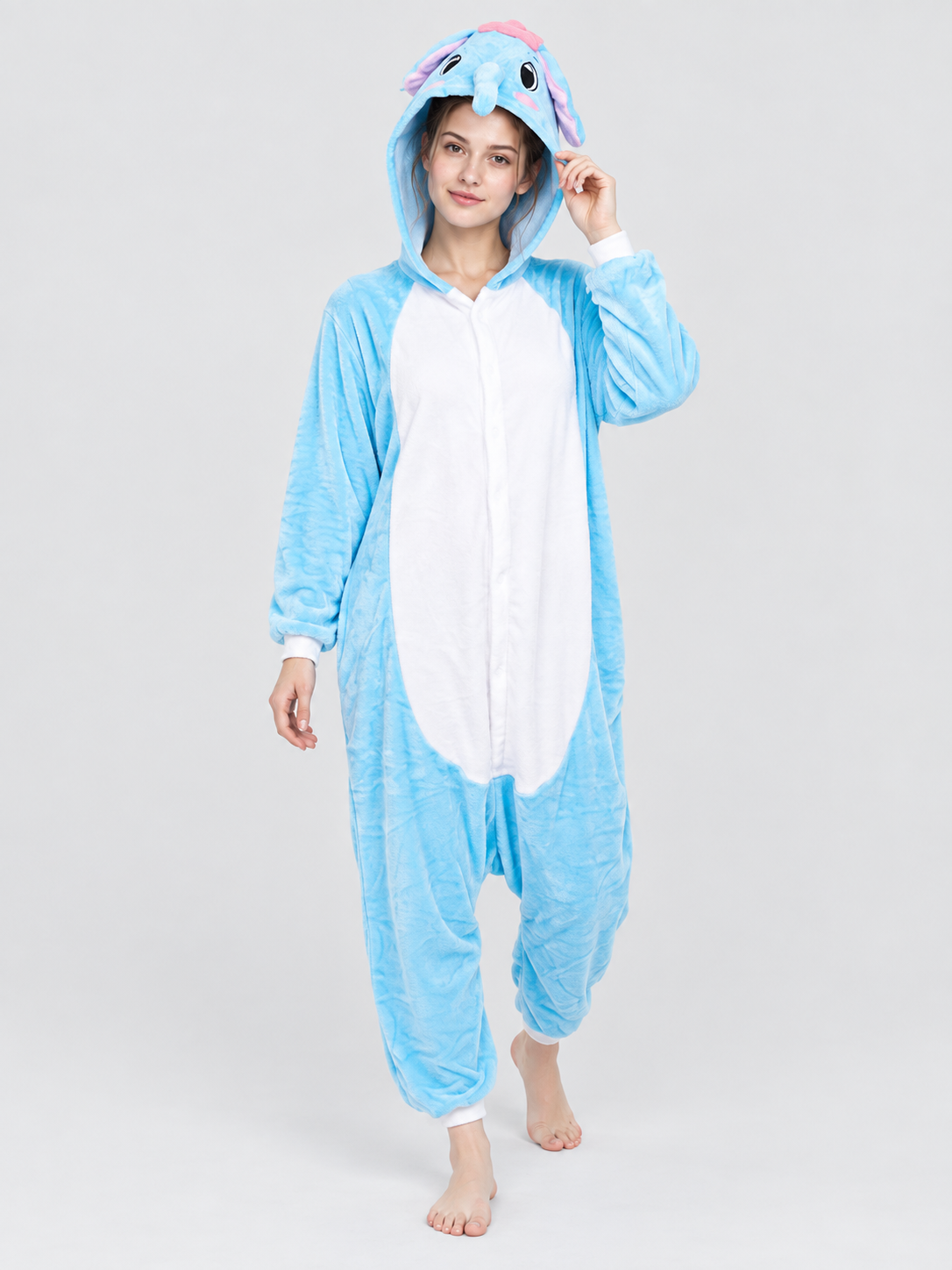 Pajama Jumpsuit with Sea Lion Face on the Hood