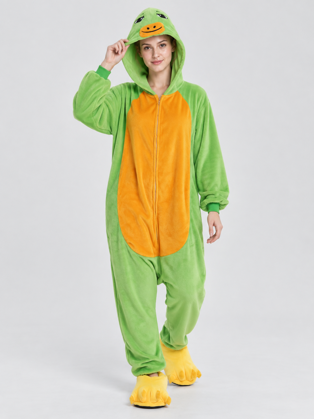 Green Turtle Kigurumi Jumpsuit with Shell and Hood