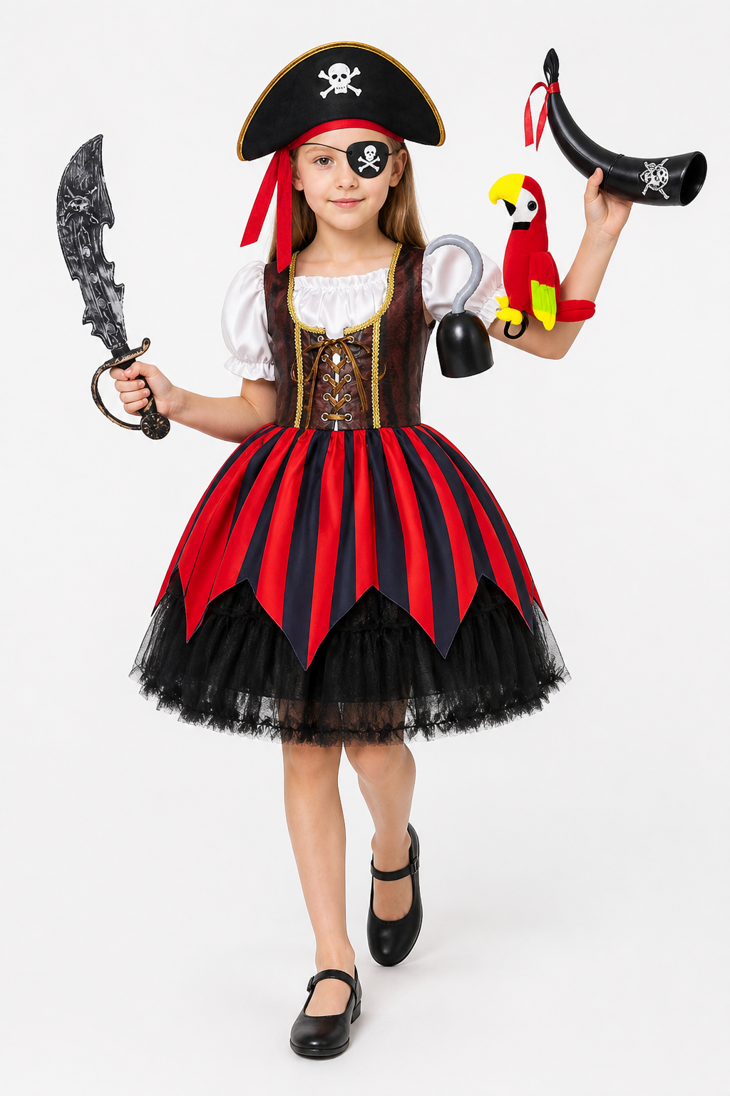 Pirate Costume with Dress and Carnival Accessories Costume Dresses detail 2