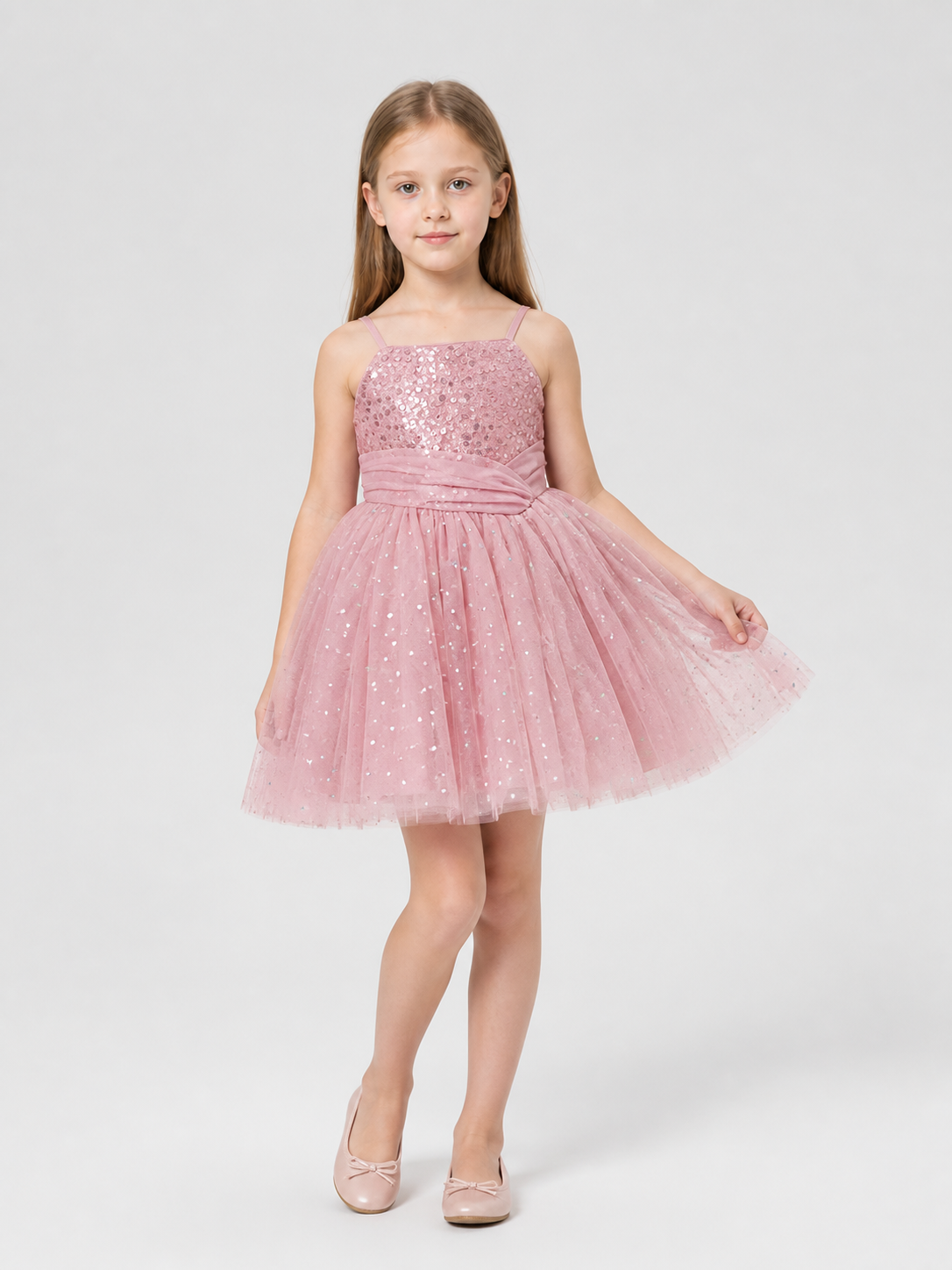 Girls’ Dressy Sequin Dress with a Full Skirt