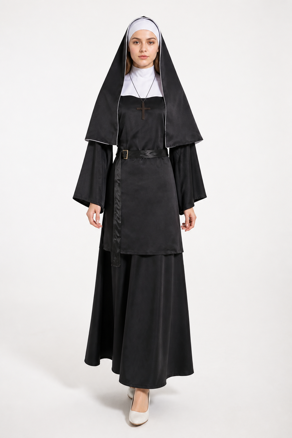 Black Costume with Cross and White Mask for Halloween Costume Masks detail 2