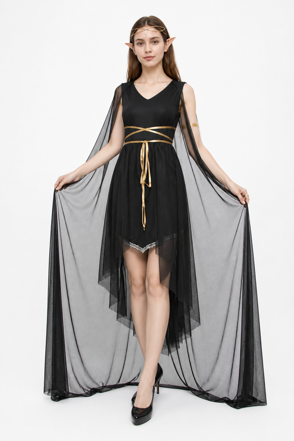 Black Dress with Cape Halloween Costume Costume Dresses detail 2