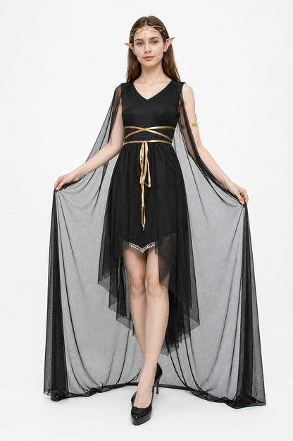 Black Dress with Cape Halloween Costume Costume Dresses detail 2
