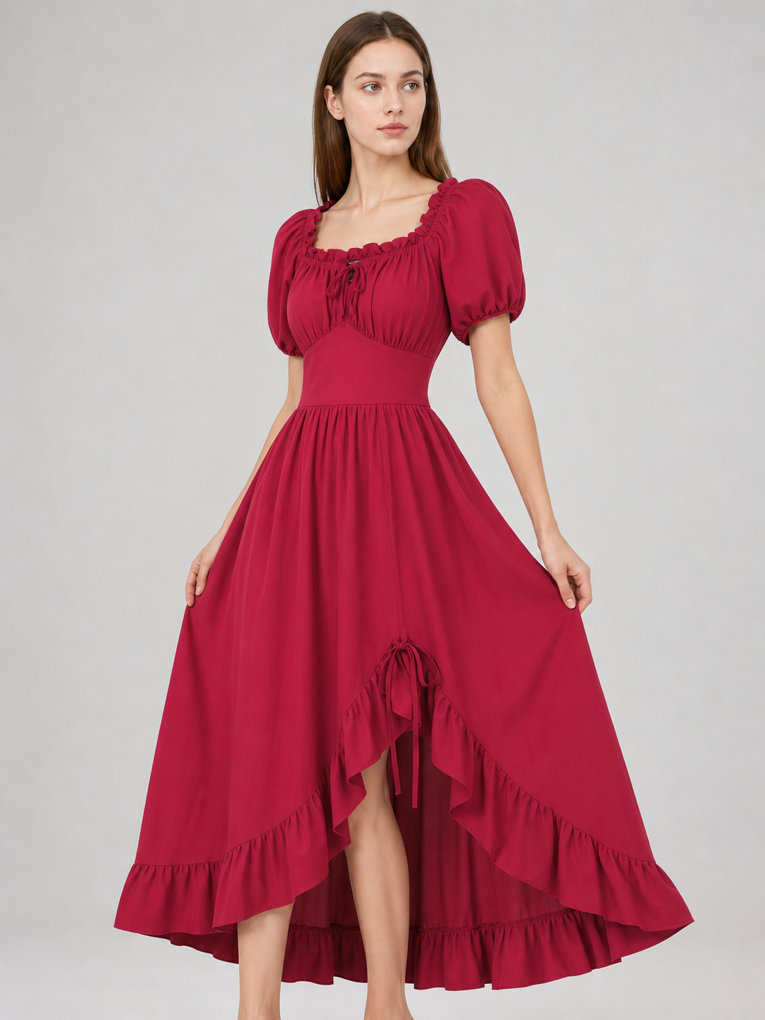 Vintage-Style Corset-Bodice Maxi Dress