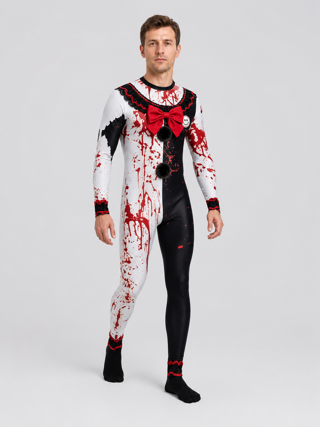 Clown Costume with Blood Splashes and Red Bow Tie Costume Accessories detail 2
