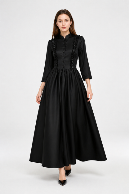 High-Neck Long-Sleeve Dress