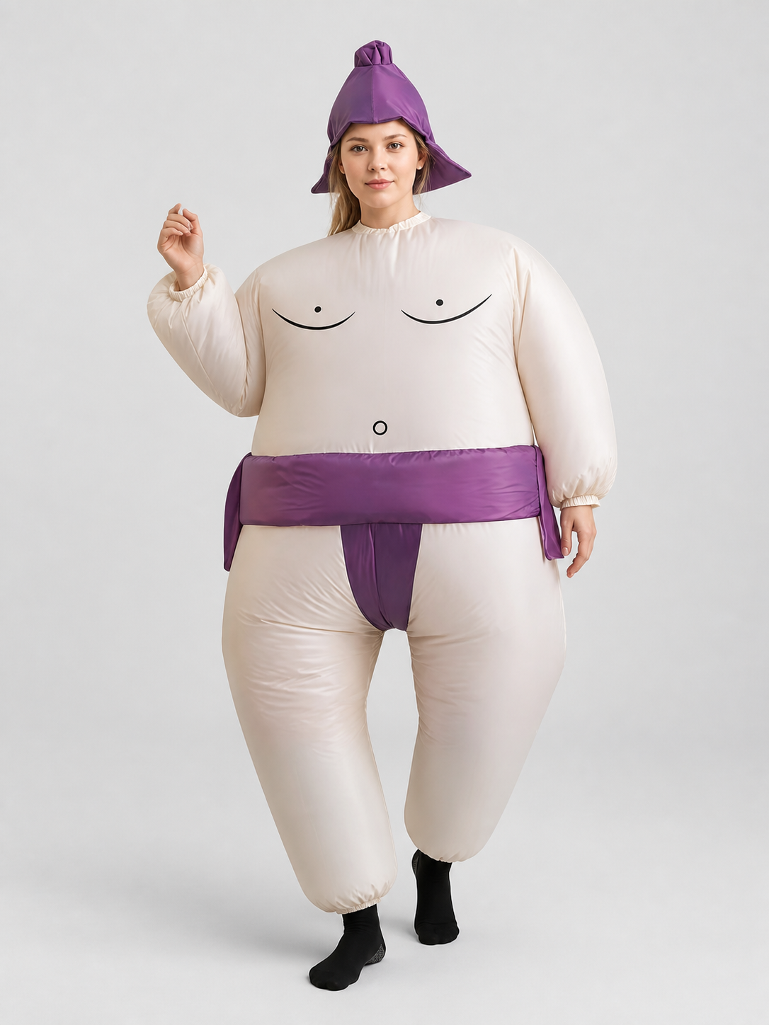 Inflatable Halloween Costume with Purple Hat and Smile