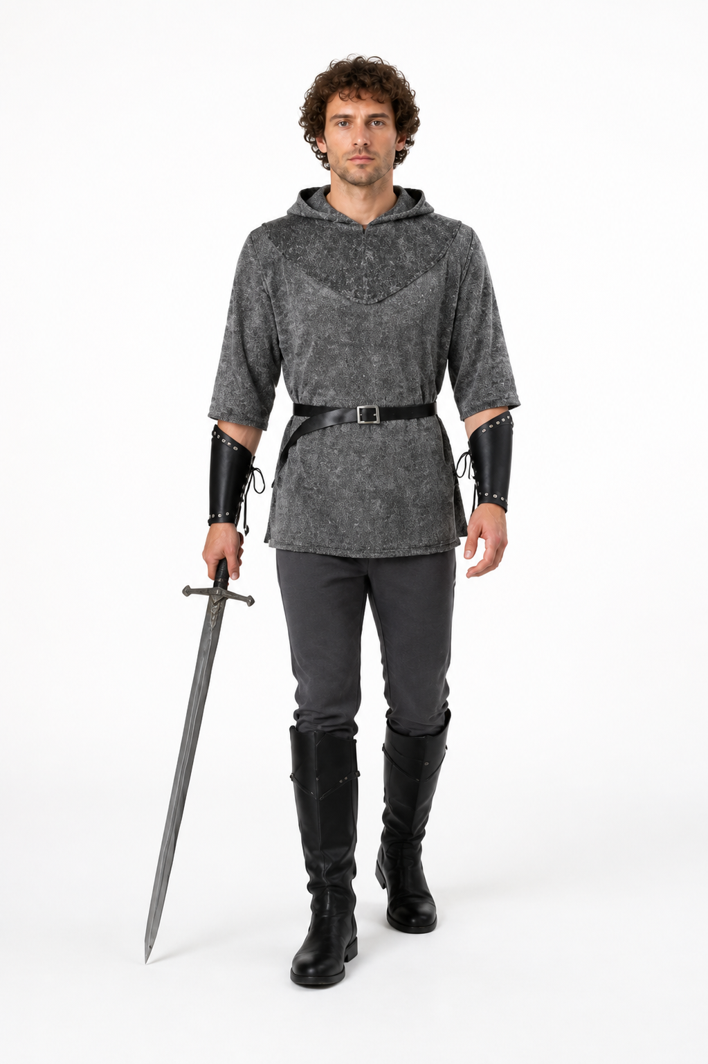 Medieval Role-Playing Costume with Hood and Sword Costume Accessories detail 2
