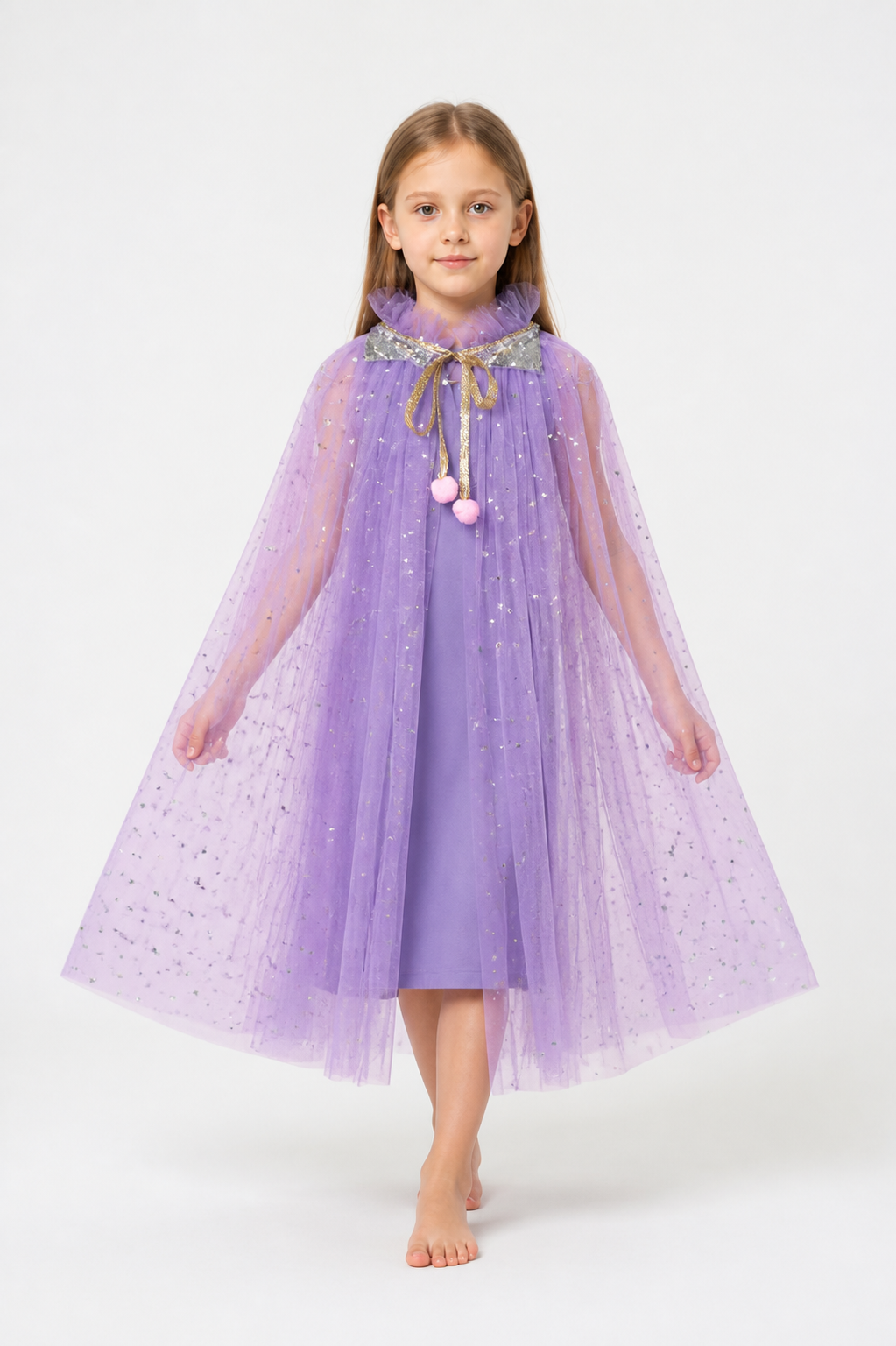 Children's Purple Carnival Cape with Stars Costume Capes detail 2