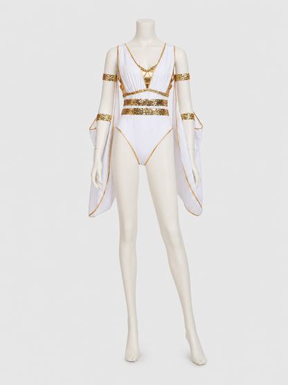 White and Gold Carnival Costume Jumpsuit