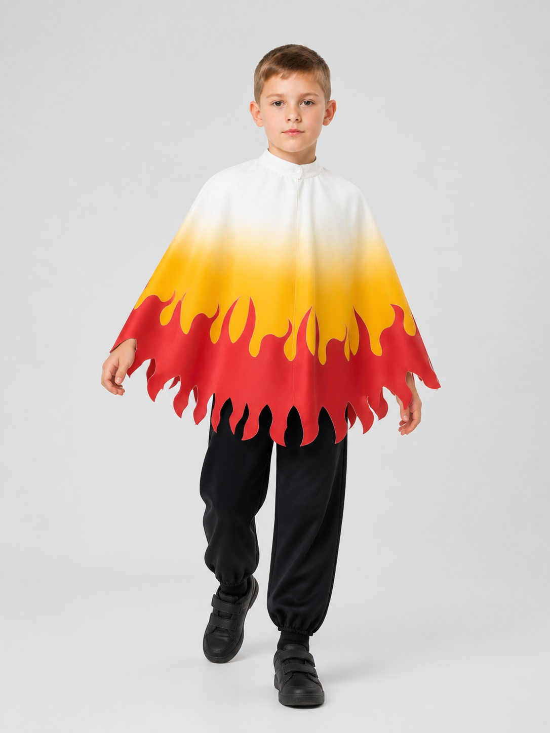 Cosplay Cloak with Flame Print, White, Red, and Yellow Costume Capes detail 2