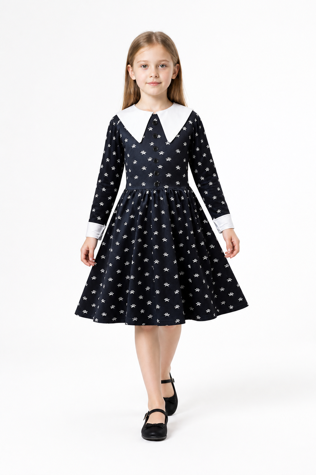 Children's Carnival Dress with Skulls and a White Collar Costume Dresses detail 2
