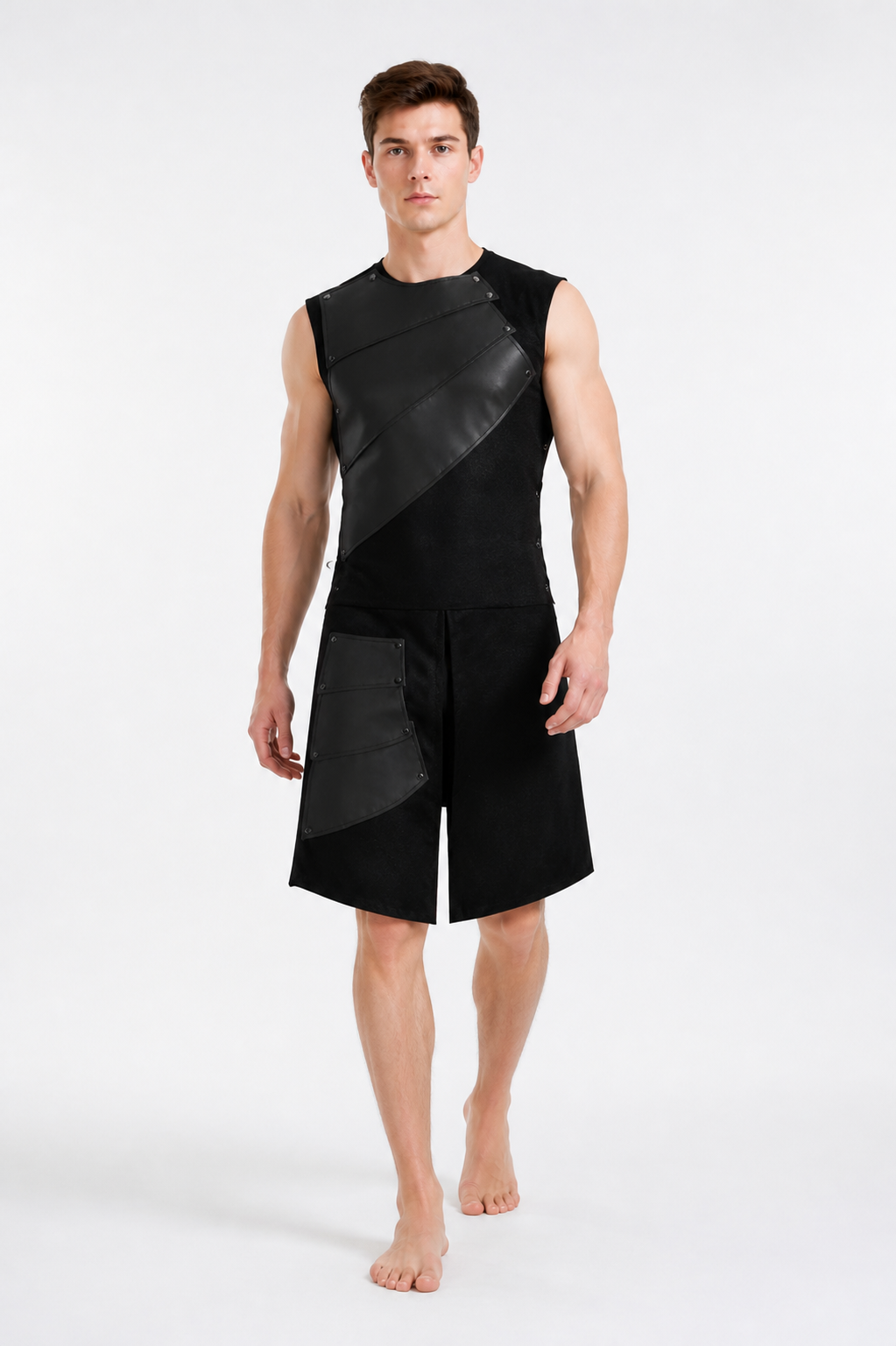Sleeveless Asymmetrical Jumpsuit with Pocket in Black product detail
