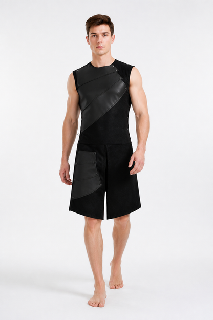 Sleeveless Asymmetrical Jumpsuit with Pocket in Black product detail